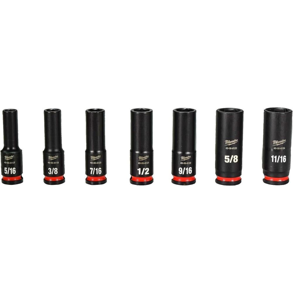 Milwaukee Tool 49-66-7006 12-PC 3/8" DRIVE, 6 PT. SAE DEEP IMPACT SOCKET SET, 5/16" – 1"