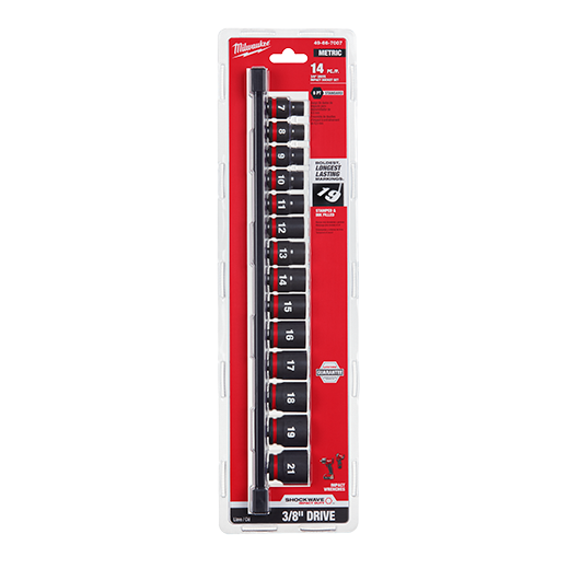 Milwaukee Tool 49-66-7007 14pc SHOCKWAVE™ Impact Duty™ 3/8" Drive Metric Standard 6 Point Socket Set - MPR Tools & Equipment