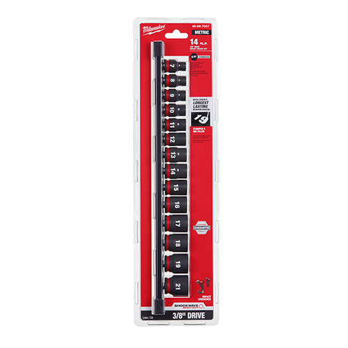 Milwaukee Tool 49-66-7007 14pc SHOCKWAVE™ Impact Duty™ 3/8" Drive Metric Standard 6 Point Socket Set - MPR Tools & Equipment