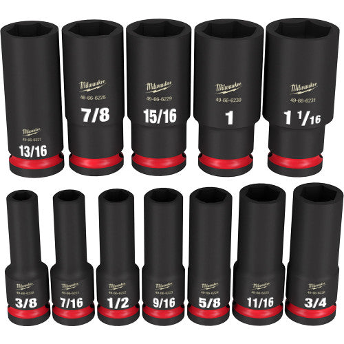 Milwaukee Tool 49-66-7011 12-PC 1/2" DRIVE, 6 PT. SAE DEEP IMPACT SOCKET SET, 3/8" – 1-1/16" - MPR Tools & Equipment