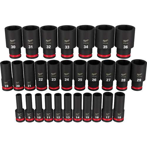 Milwaukee Tool 49-66-7015 29 pieces SHOCKWAVE™ Impact Duty™ 1/2" Drive Metric Deep 6 Point Socket Set - MPR Tools & Equipment