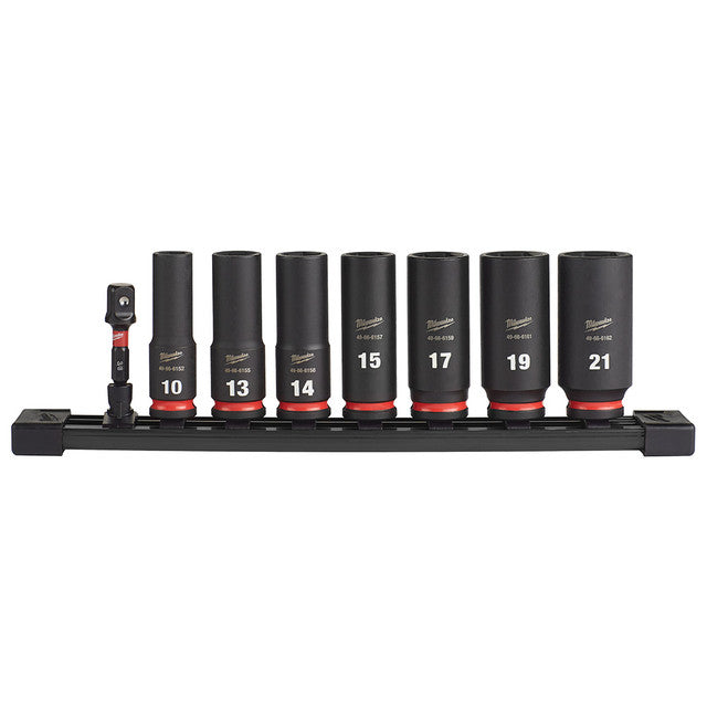 Milwaukee Tool 49-66-7021 8 pieces SHOCKWAVE™ Impact Duty™ 3/8" Drive Metric Deep 6 Point Socket Set - MPR Tools & Equipment