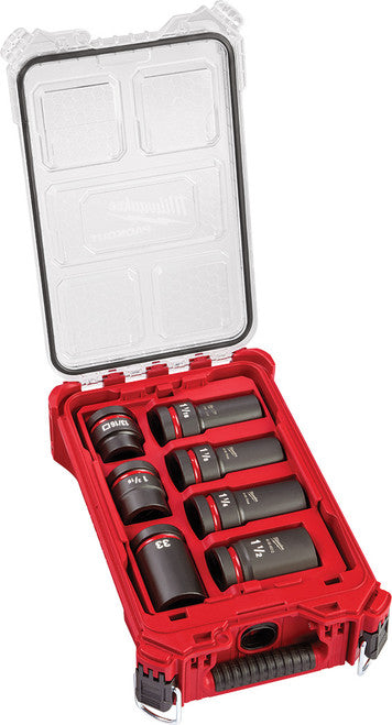 Milwaukee Tool 49-66-7840 7pc Shockwave Impact Duty 1" Drive Metric & SAE Wheel Service Socket Packout Set - MPR Tools & Equipment