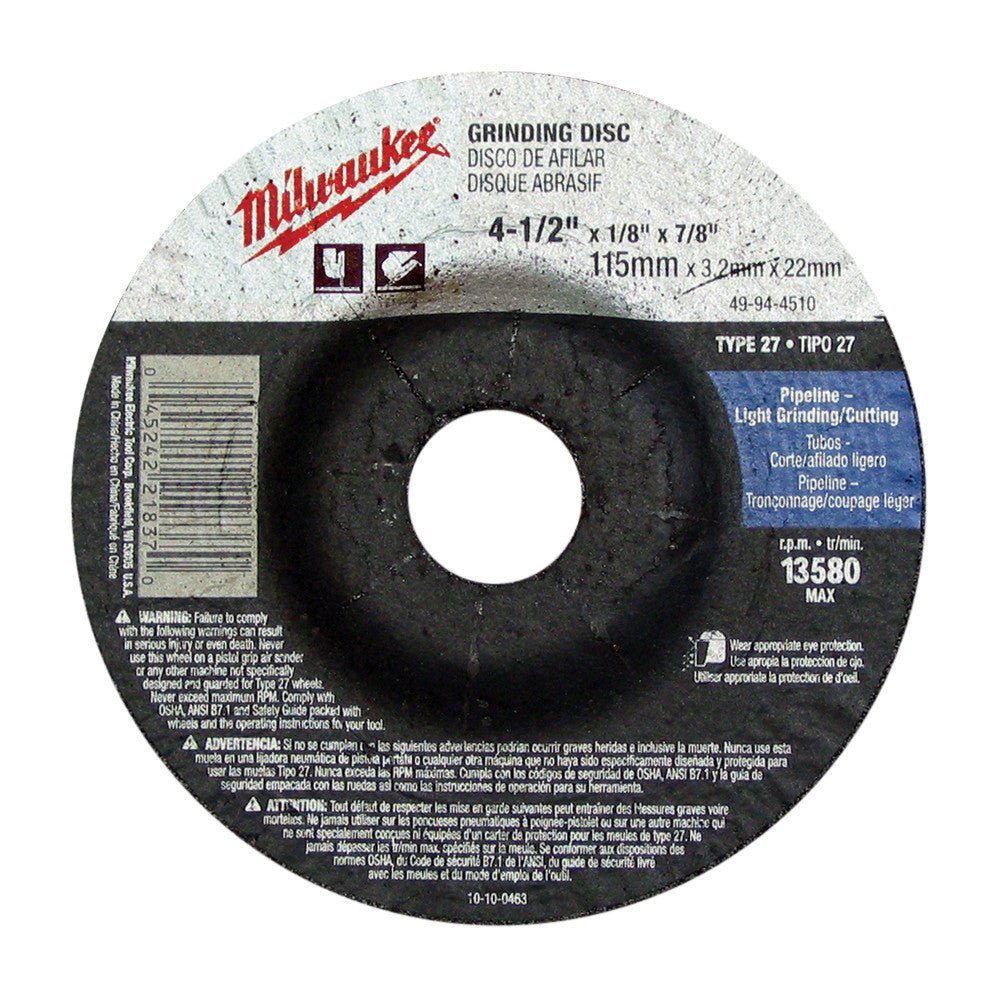 Milwaukee Tool 49-94-1270 12X1/8X20MM CUT OFF WHEEL BULK 10 - MPR Tools & Equipment