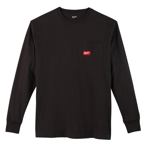 Milwaukee Tool 602B-L Long Sleeve Heavy Duty Pocket T-Shirt - Black, Large - MPR Tools & Equipment