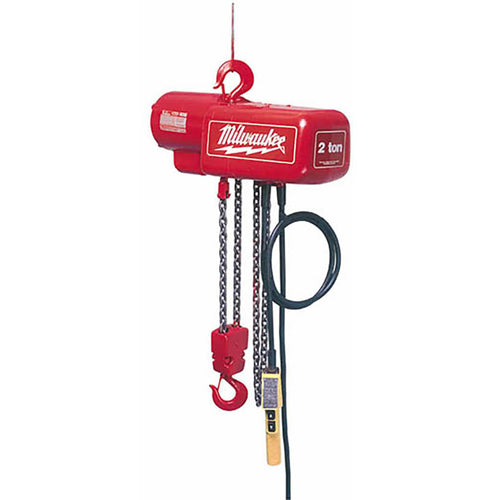 Milwaukee Tool 9565 1 Ton 10 Foot Electric Chain Hoist, Single Chained, 115/230V, 1 HP, Lifts 16 Ft/Min - MPR Tools & Equipment