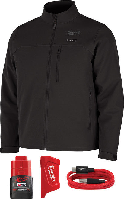 Milwaukee Tool M100B-21S Small Black Toughshell Heated Jacket Kit with M12 CP3.0 Battery/charger/USB-C Cable