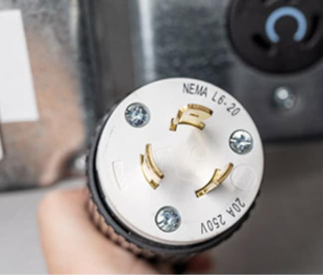 NEMA L6-20 20A 250V plug included with Coats Maxx 80 Tire Changer