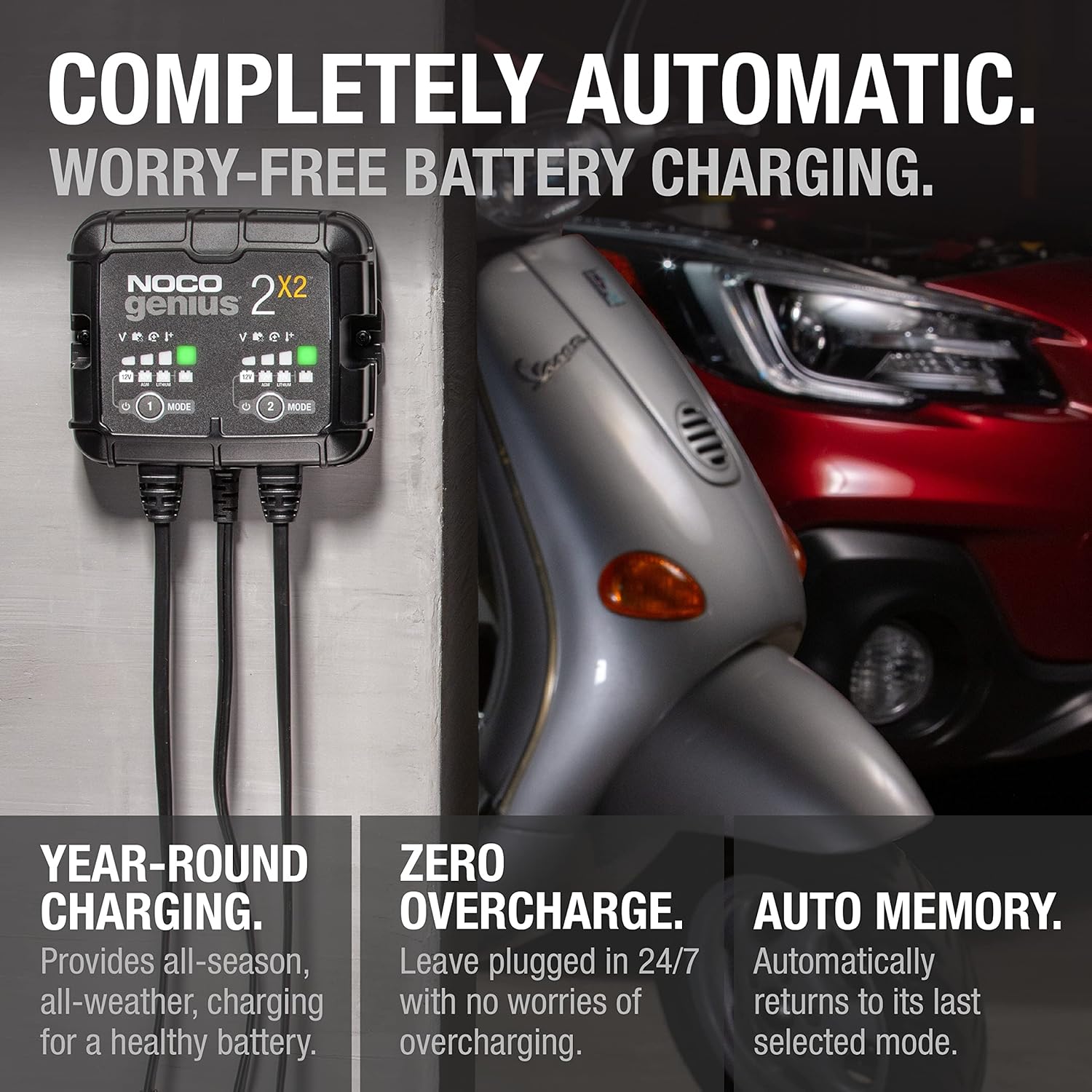 NOCO GENIUS2X2 6V/12V 2-Bank, 4-Amp Smart Battery Charger