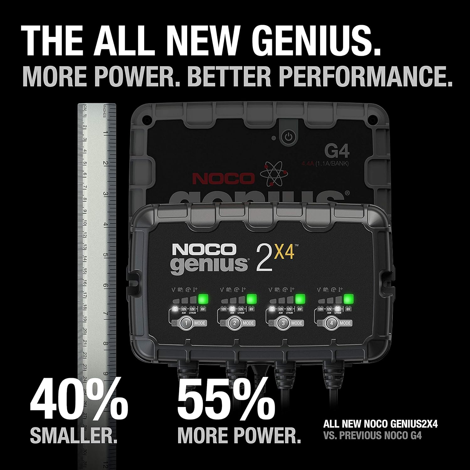 NOCO GENIUS2X4 6V/12V 4-Bank, 8-Amp Smart Battery Charger