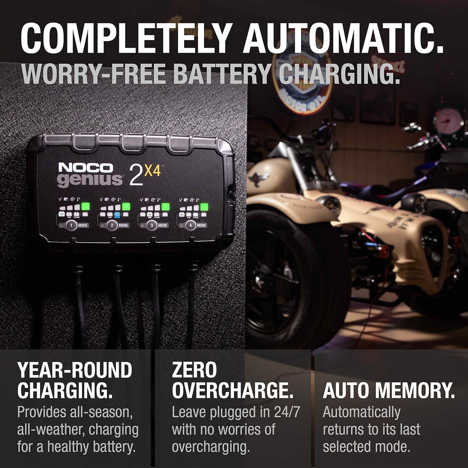 NOCO GENIUS2X4 6V/12V 4-Bank, 8-Amp Smart Battery Charger