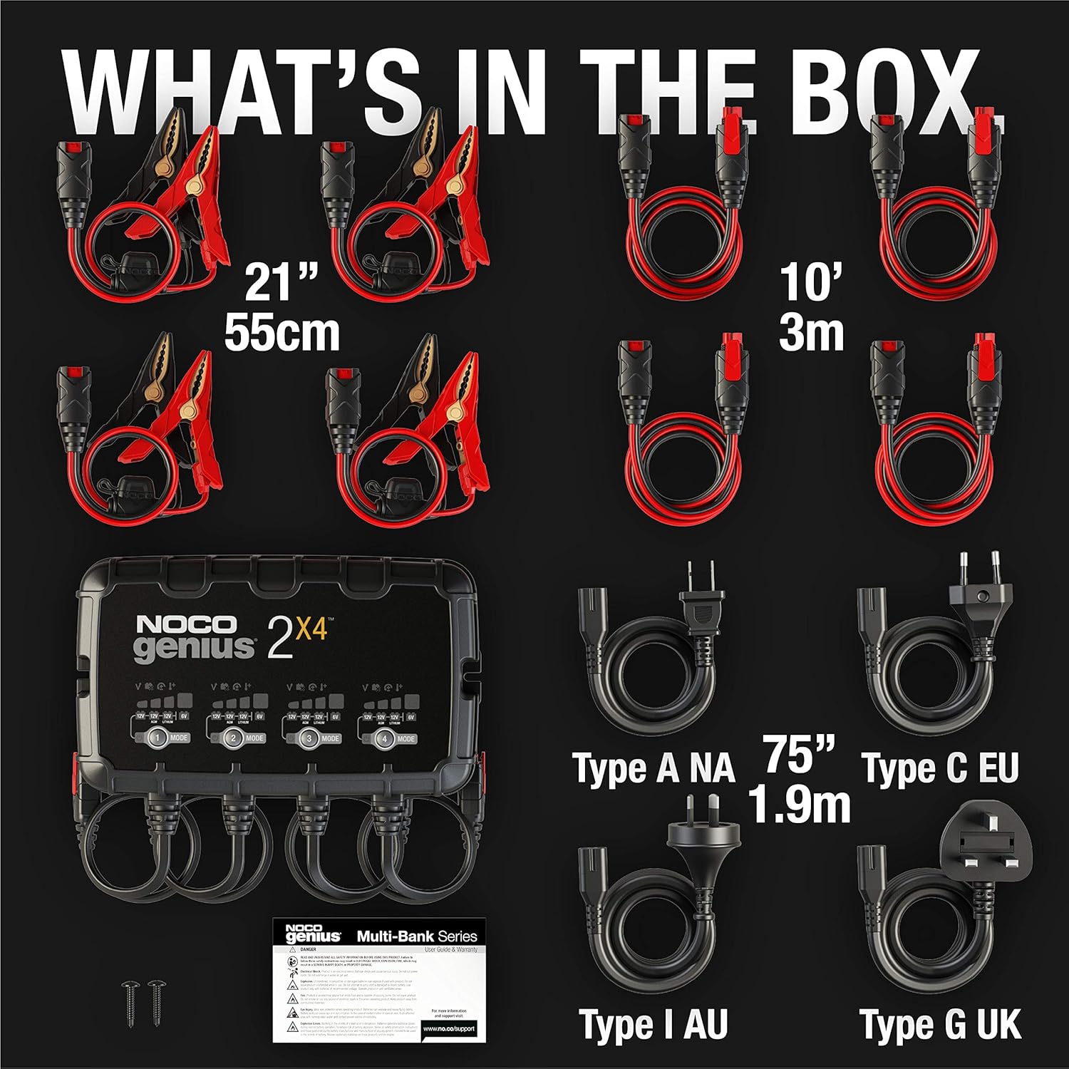NOCO GENIUS2X4 6V/12V 4-Bank, 8-Amp Smart Battery Charger