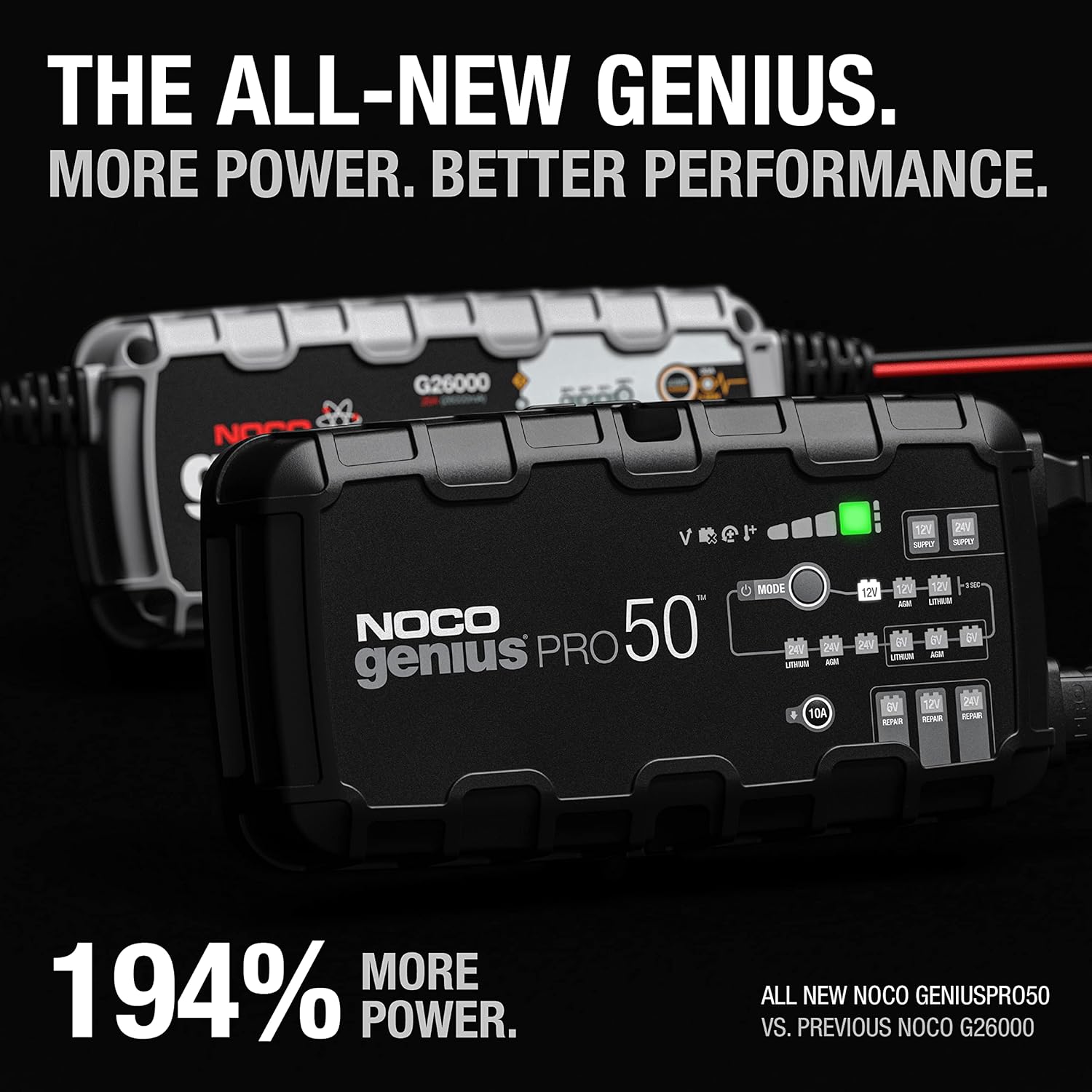 NOCO GENIUSPRO50 6V/12V/24V 50-Amp Smart Battery Charger