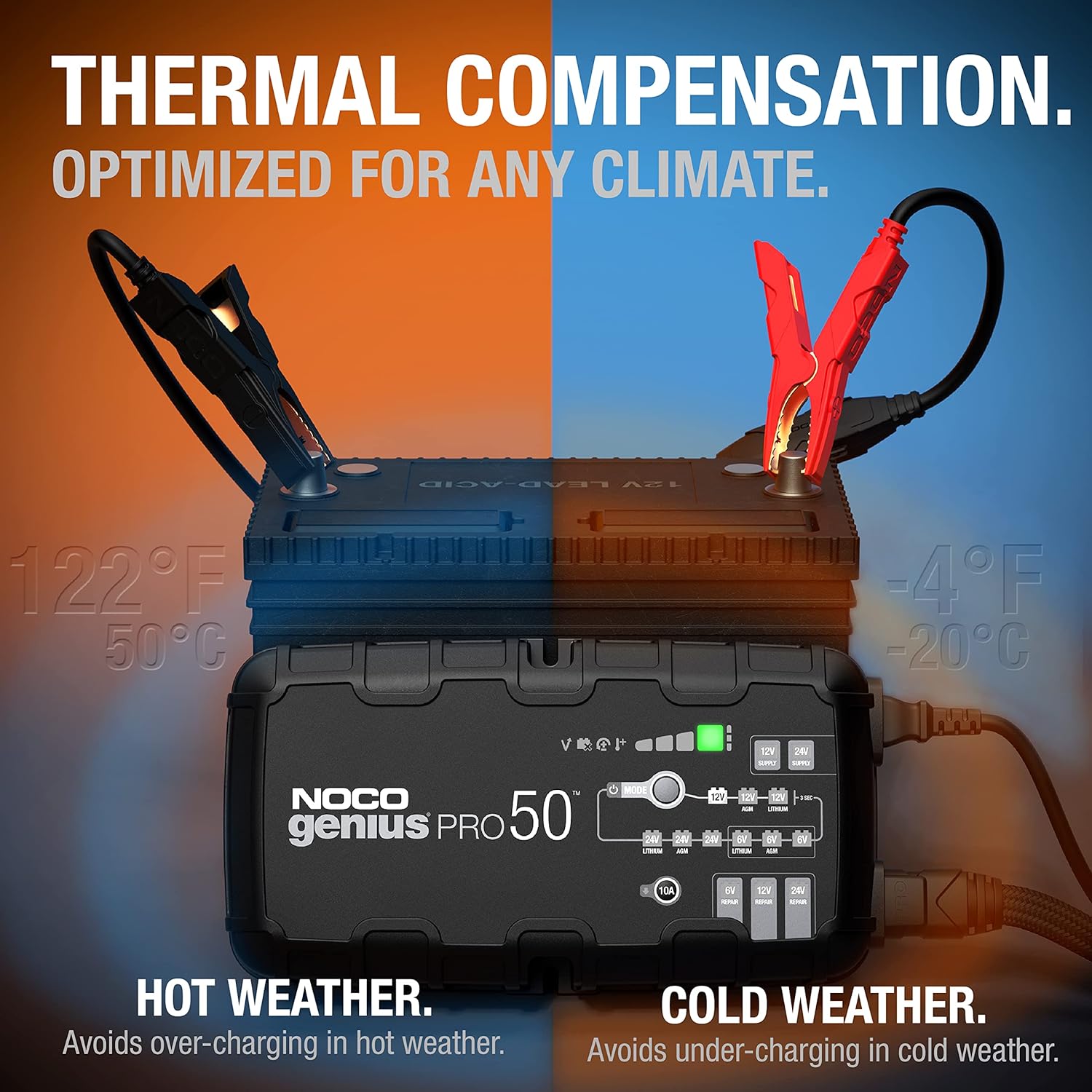 NOCO GENIUSPRO50 6V/12V/24V 50-Amp Smart Battery Charger