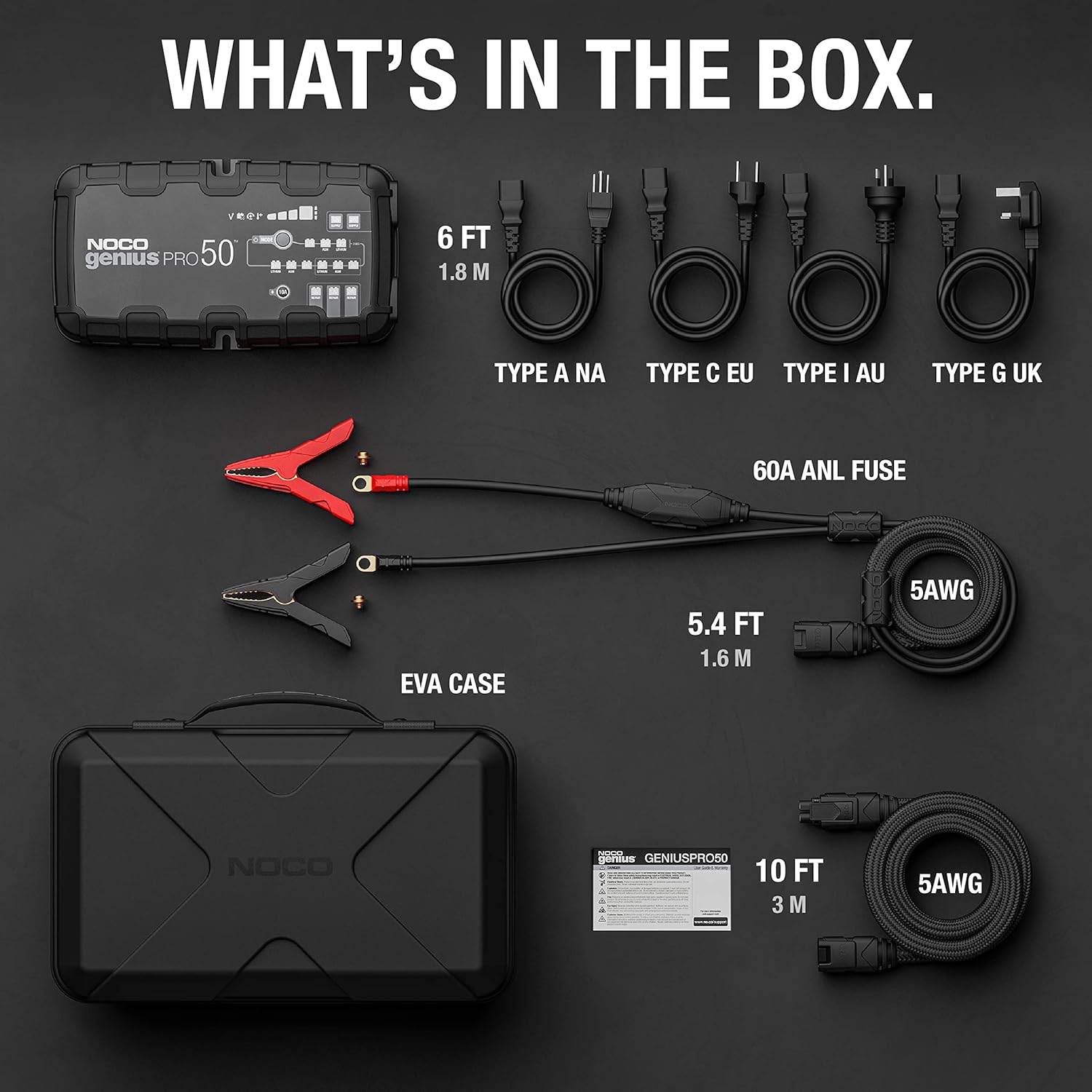 NOCO GENIUSPRO50 6V/12V/24V 50-Amp Smart Battery Charger