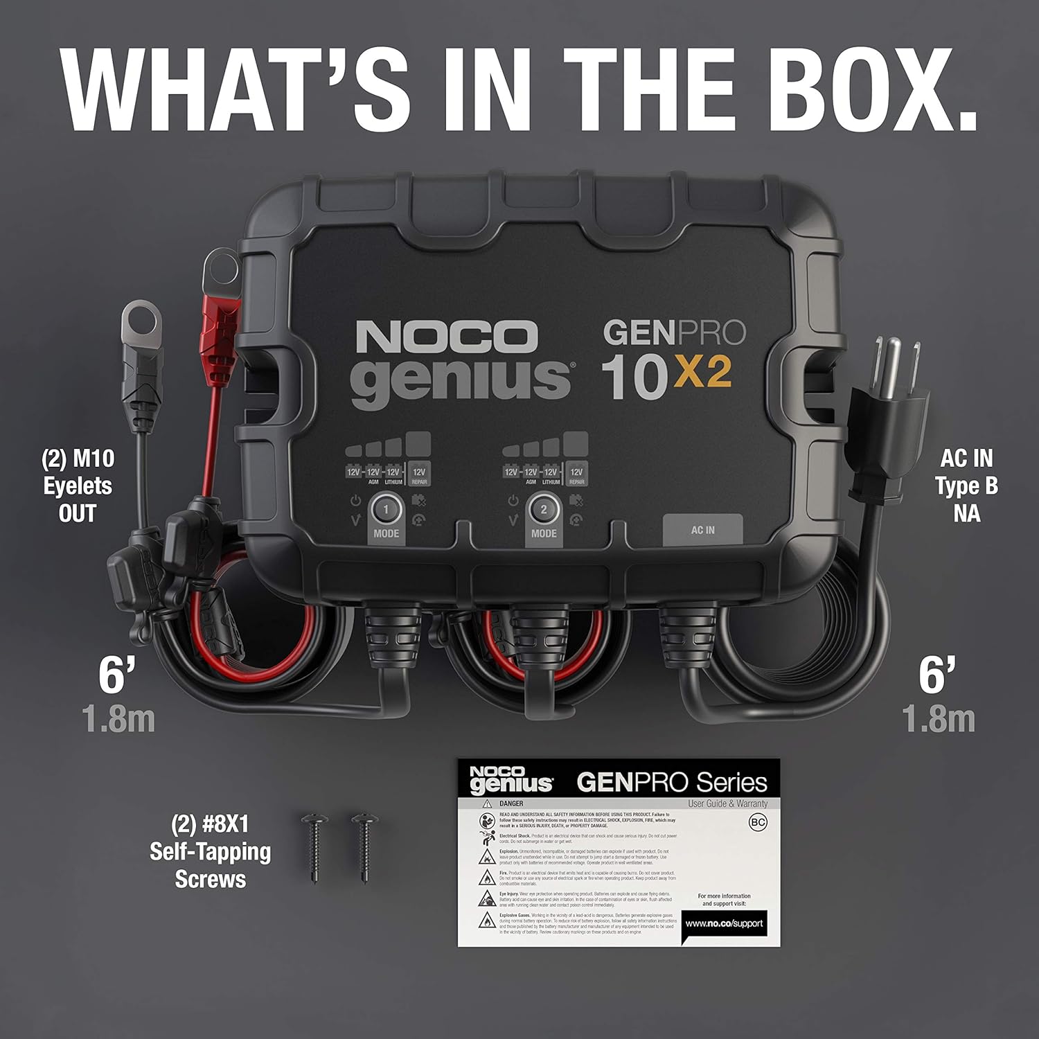 NOCO GENPRO10X2 12V 2-Bank, 20-Amp On-Board Battery Charger