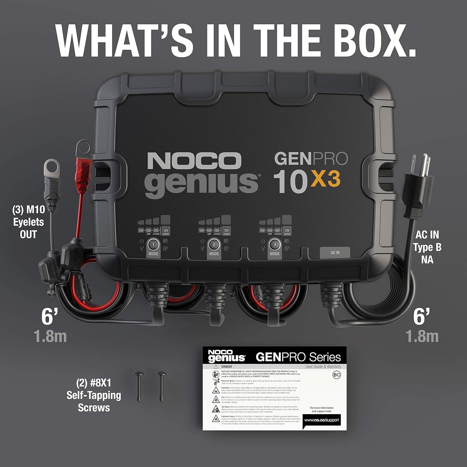 NOCO GENPRO10X3 12V 3-Bank, 30-Amp On-Board Battery Charger