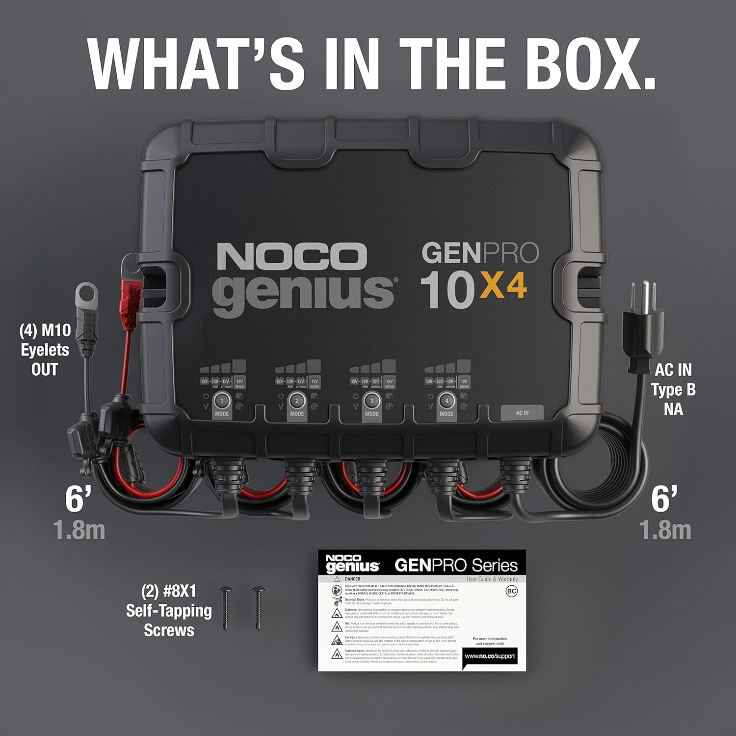 NOCO GENPRO10X4 12V 4-Bank, 40-Amp On-Board Battery Charger