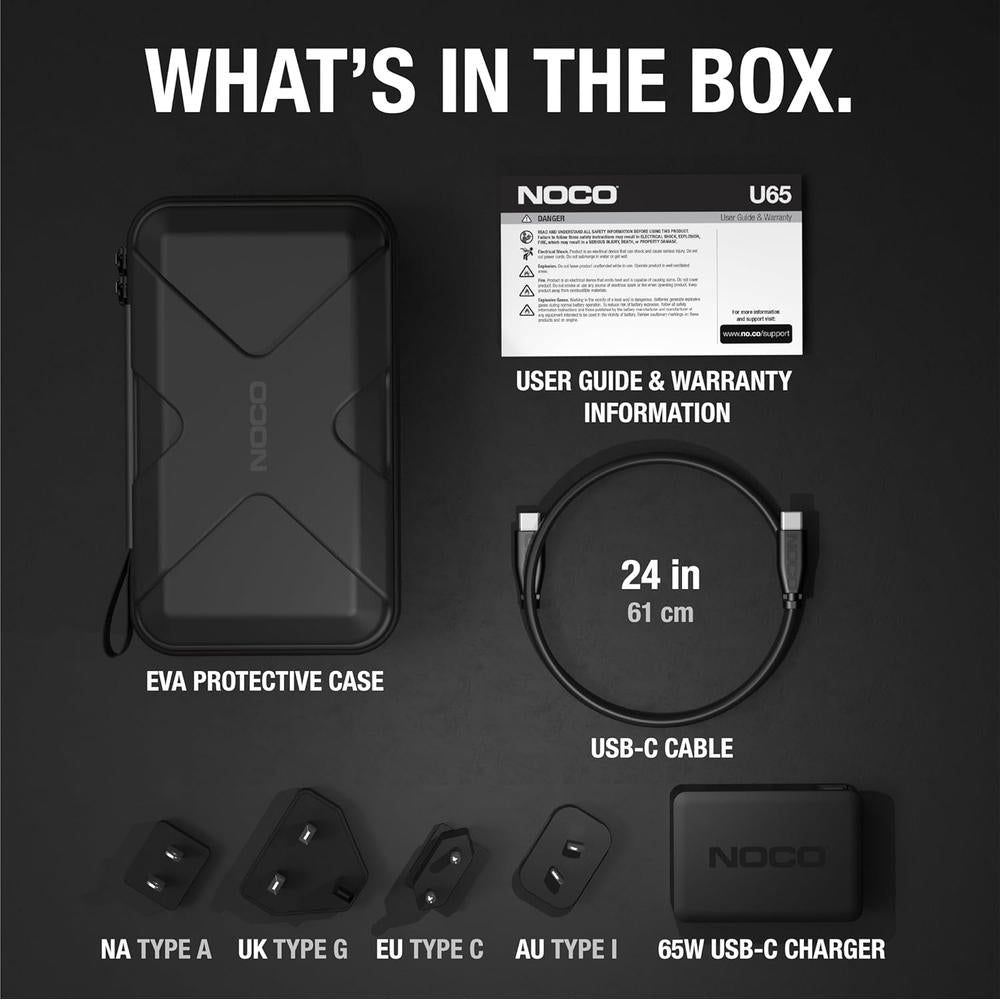 NOCO U65 65W USB-C Charger Helps You Quickly Recharge GBX45, GBX55, GBX75 And GBX155 Boost X Ultra Safe Lithium Jump Starters