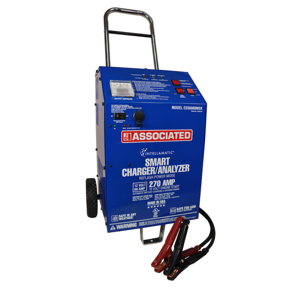 Associated Equipment ESS6008MSK 12V 60A INTELLAMATIC SMART BATTERY CHARGER, 270A CRANK ASSIST, 70A POW. SUPPLY, MEM. SAVER PORT, OBDII CABLE