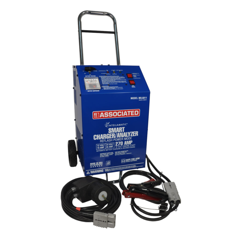Associated Equipment MIL6011 12/24V 70/35A INTELLAMATIC SMART BATTERY CHARGER, 270A CRANK ASSIST, 70A POW. SUPPLY, 13 FT. NATO PLUG