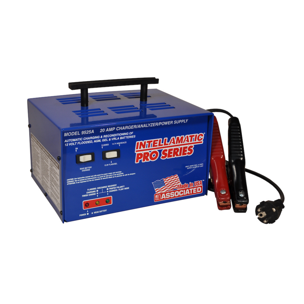 Associated Equipment 9525A EXPORT CHARGER, 12V 20AMP INTELLAMATIC W/DBO 230VAC 50/60HZ, LATIN AMERICA & MIDDLE EAST AC PLUG(International)