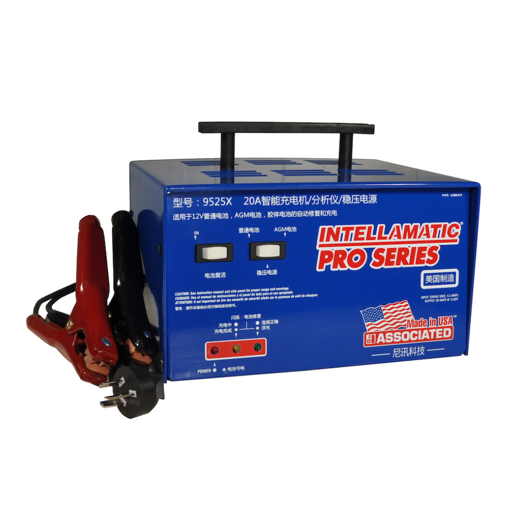 Associated Equipment 9525X EXPORT CHARGER, 12V 20AMP INTELLAMATIC W/DBO 230VAC 50/60HZ , CHINA AC PLUG (International)