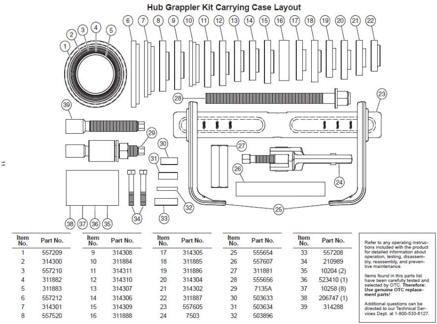 OTC 6575 Hub Grappler Kit for on Vehicle Wheel Hub and Bearing Removal