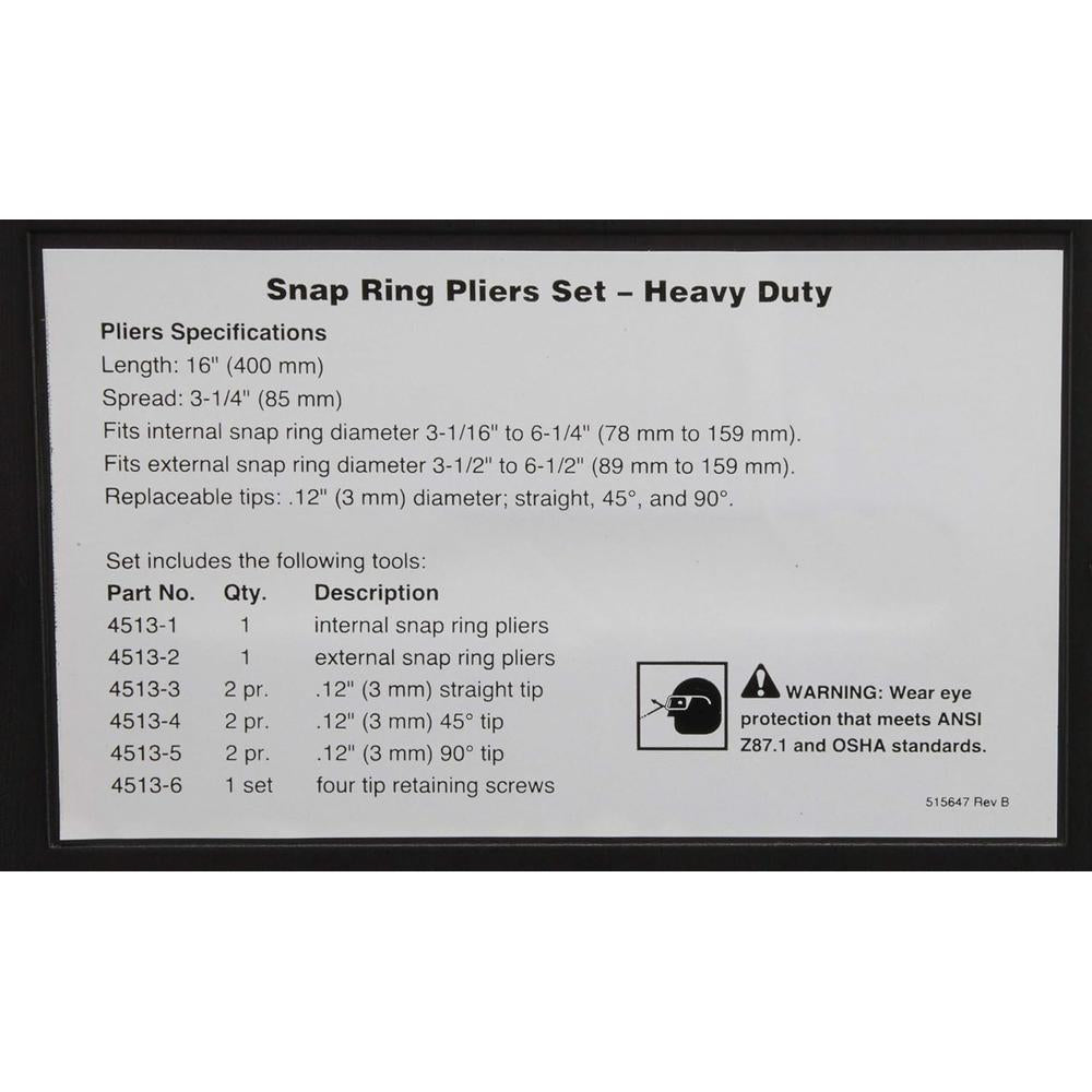 OTC Tools 4513 Heavy-Duty 2 pieces Internal and External Snap-Ring Pliers Set