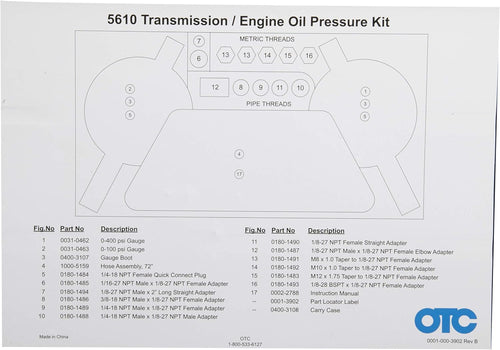 OTC Tools 5610 Trans-Eng Oil Press Tester