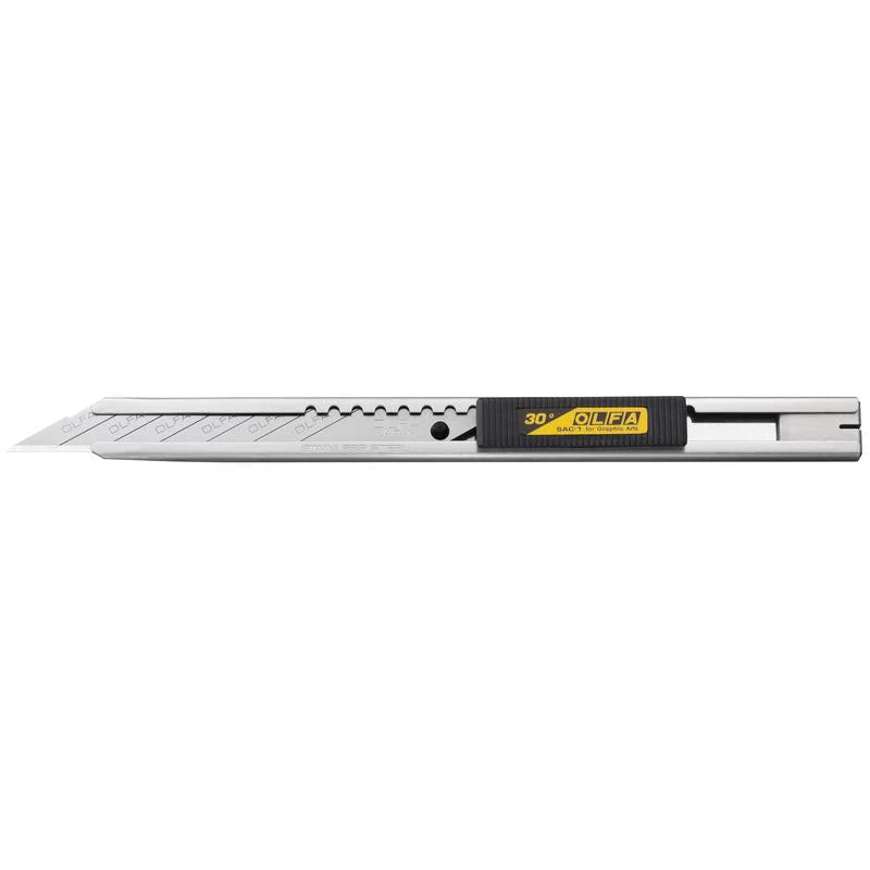 Olfa SAC-1 9mm Stainless-Steel Graphics Knife with 30-Degree Precision Blade - MPR Tools & Equipment