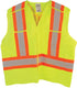 PIP Dynamic TSV2YG1923XL CSA Appr. Polyester Traffic Vest, Hi-Vis Yellow-Green, 4" Wide 360° Hrz Stripes, 2 Vrt Stripes, X in Back  2XL/3XL - MPR Tools & Equipment