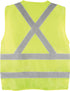 PIP Dynamic TSV2YG2145XL CSA Appr. Polyester Traffic Vest, Hi-Vis Yellow-Green, 2" Wide 360° Hrz Stripes, 2 Vrt Stripes, X in Back  4XL/5XL - MPR Tools & Equipment