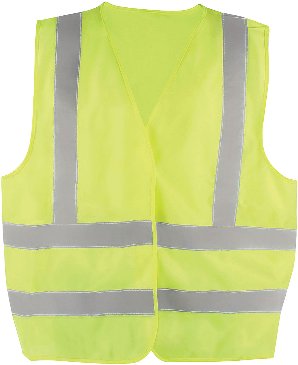 PIP Dynamic TSV2YG21L CSA Appr. Polyester Traffic Vest, Hi-Vis Yellow-Green, 2" Wide 360° Hrz Stripes, 2 Vrt Stripes, X in Back  L - MPR Tools & Equipment