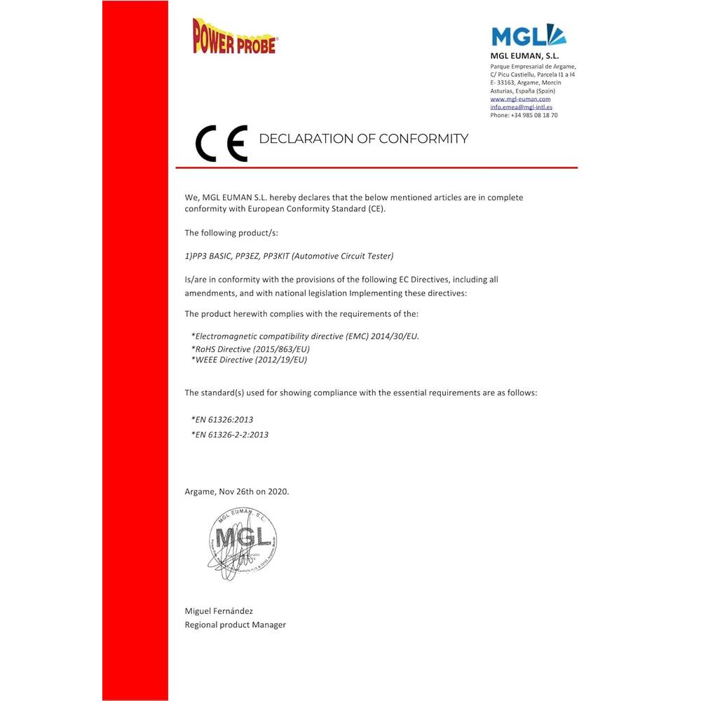 POWER PROBE III Circuit Tester w/ Lead Set Kit (PP3LS01) [Car Diagnostic Test Tool. Digital Voltmeter. Supplies Power or Ground. Continuity Tester]