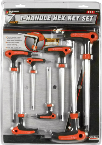 Performance Tools PTW1711 7Pc Sae T-Handle Hexagon Wrenche Set - MPR Tools & Equipment