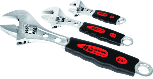 Performance Tools PTW30703 3 Pcs Adjustable Wrench Set - MPR Tools & Equipment