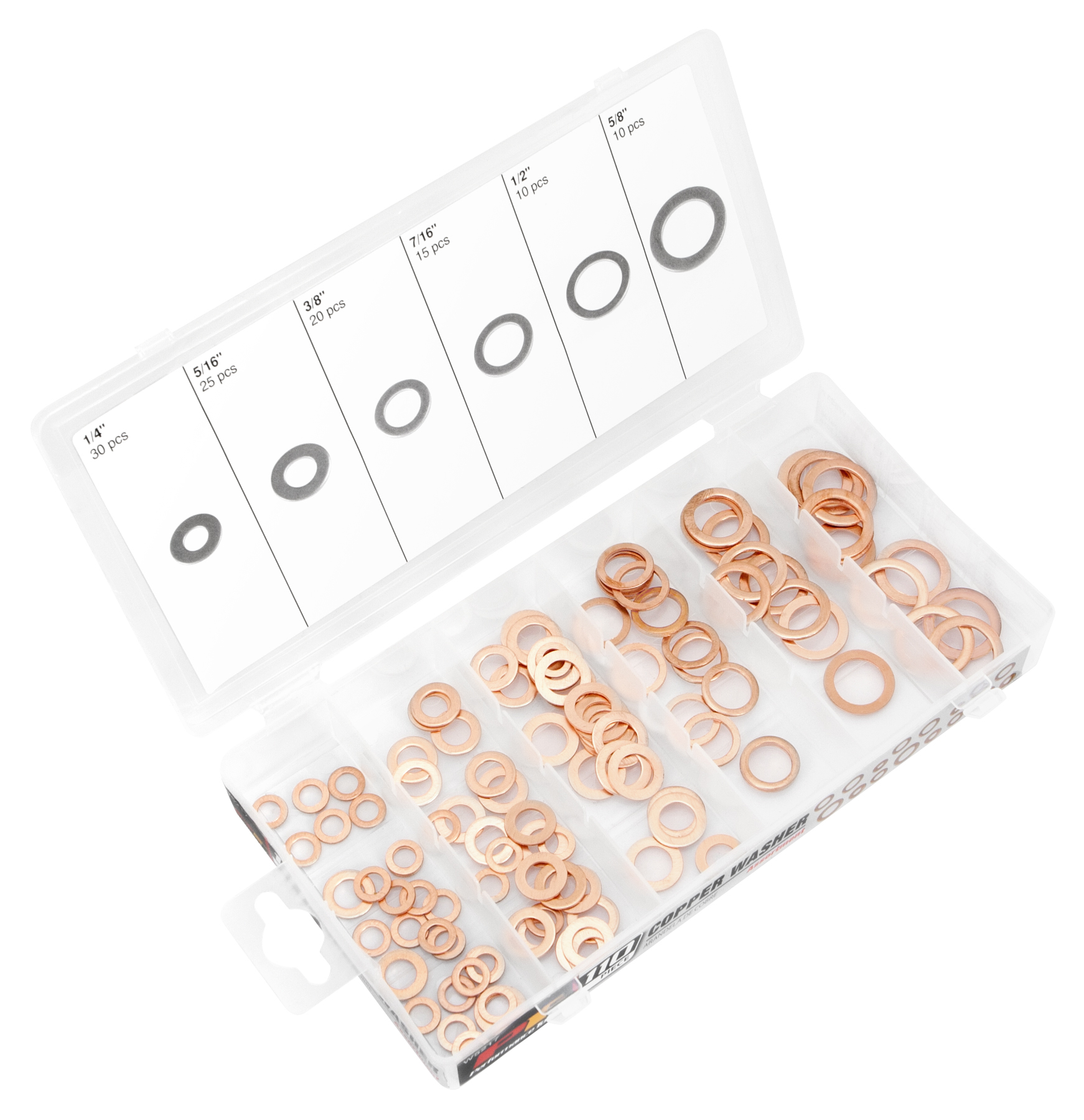 Performance Tools PTW5217 110 Pcs Copper Washer Kit - MPR Tools & Equipment