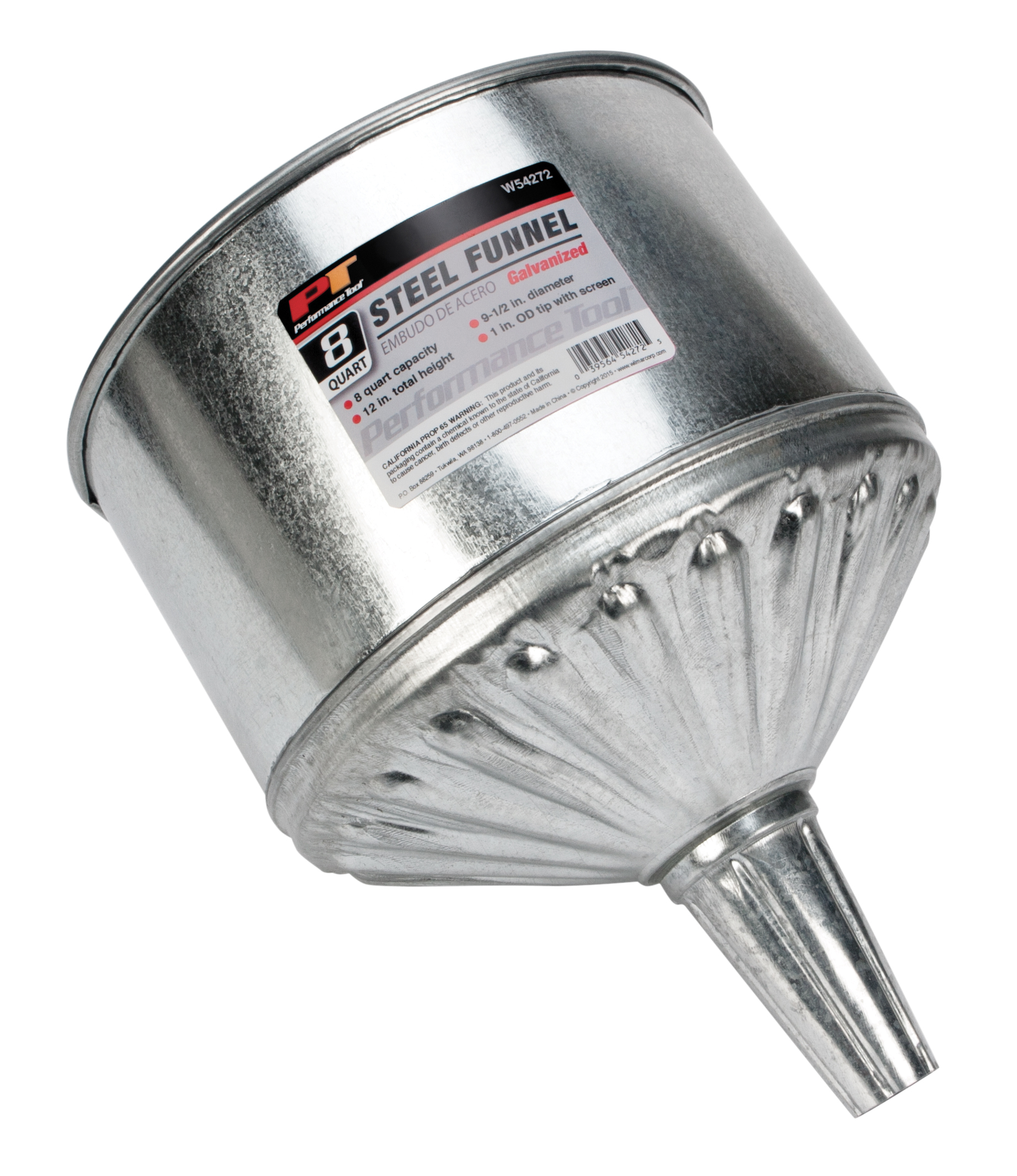 Performance Tools PTW54272 8Quart Steel Galv. Funnel - MPR Tools & Equipment