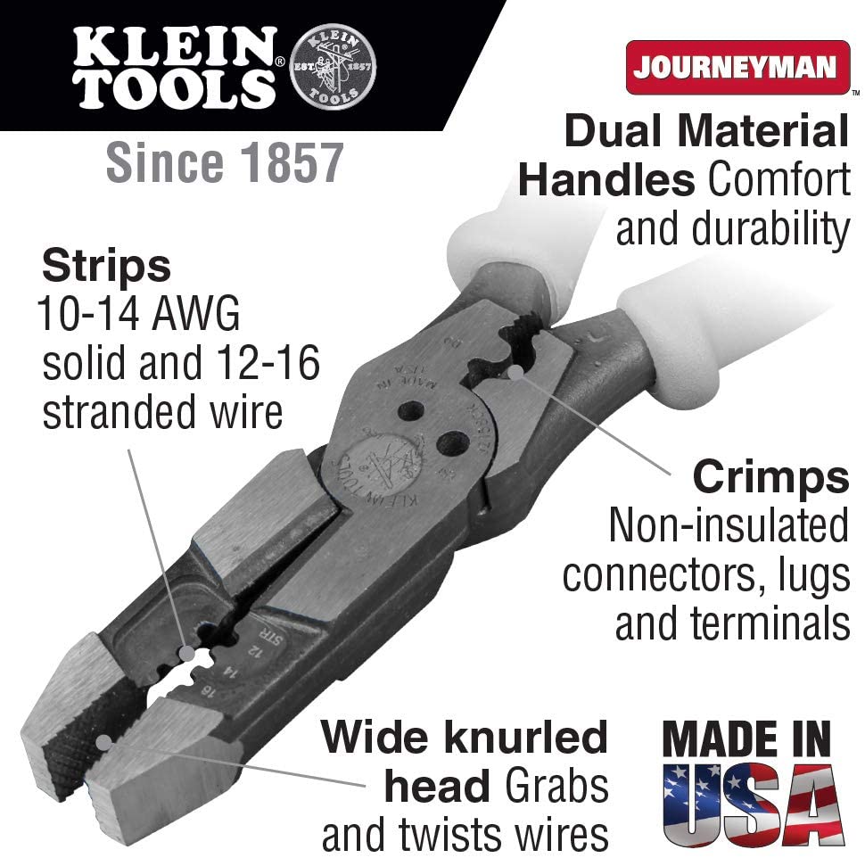 Pliers. Hybrid Multi Purpose Tool with Crimper. Bolt Shearing Holes & Stripper Klein Tools J215-8CR - MPR Tools & Equipment