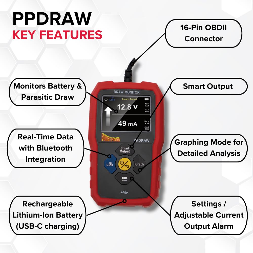Power Probe PPDRAWCBINT Vehicle Draw Monitor & Memory Saver
