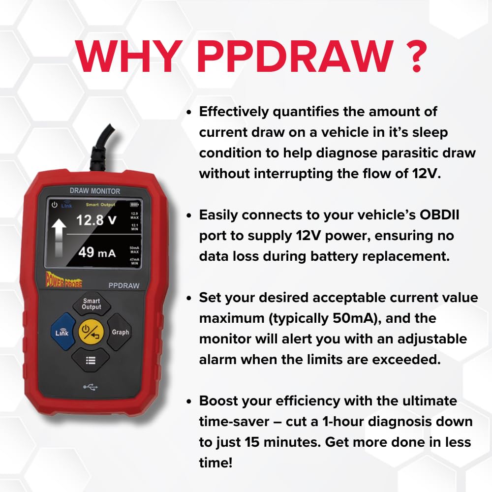 Power Probe PPDRAWCBINT Vehicle Draw Monitor & Memory Saver
