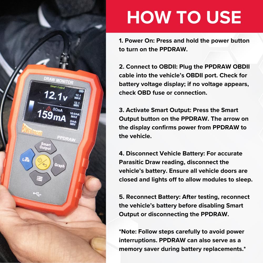 Power Probe PPDRAWCBINT Vehicle Draw Monitor & Memory Saver
