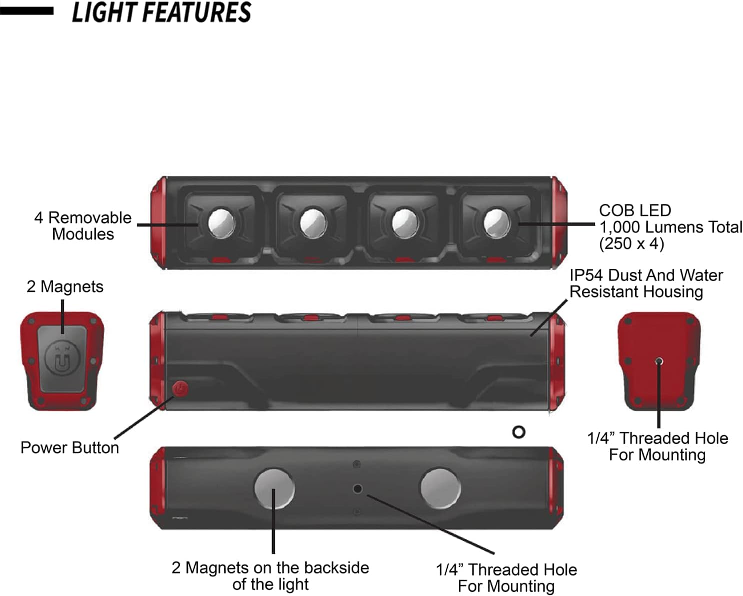 Power Probe PPMWL1000 Modular Work Light
