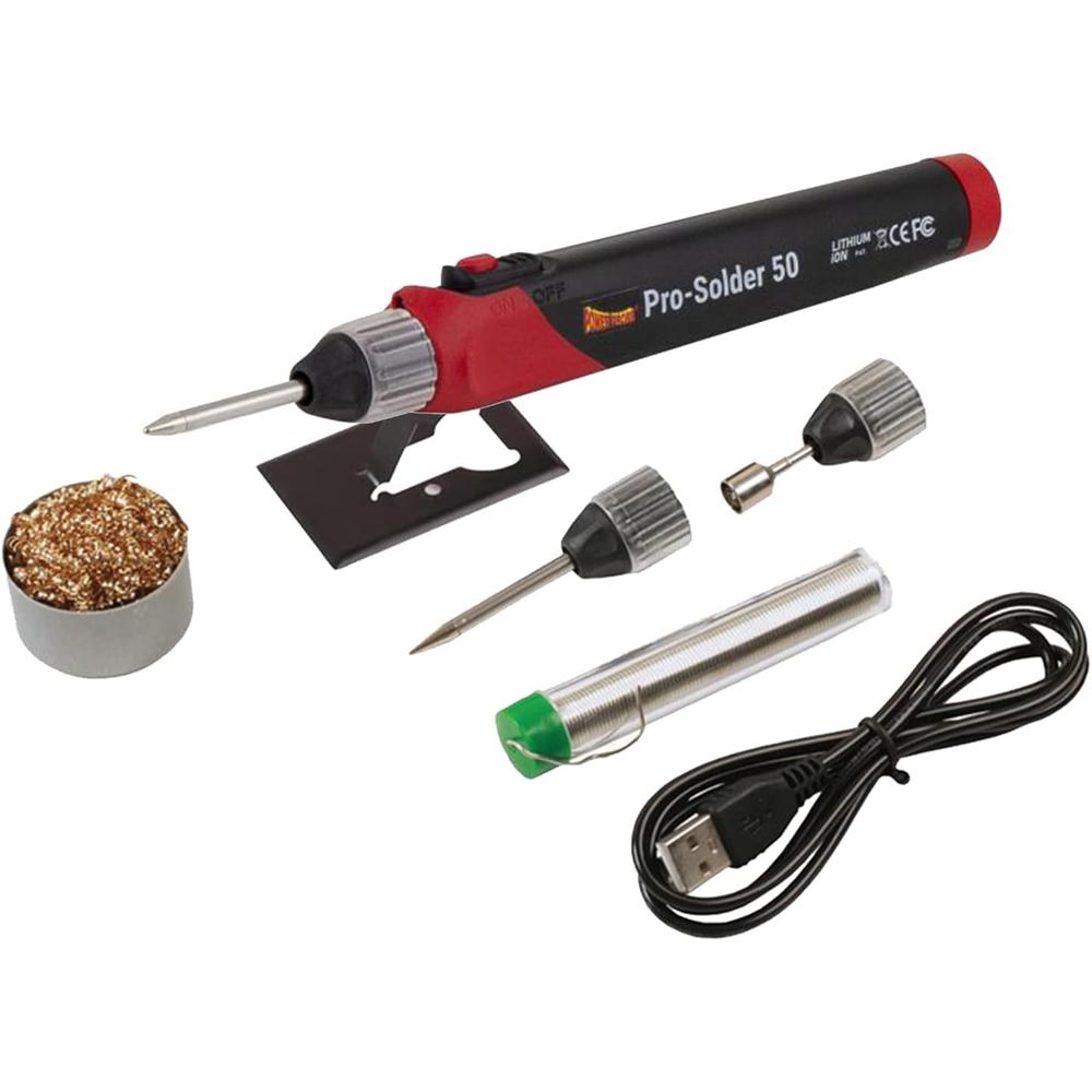 Power Probe PPPS50W PRO-SOLDER 50W USB RECHARGEABLE SOLDERING IRON KIT WITH TIPS, 1,112°F