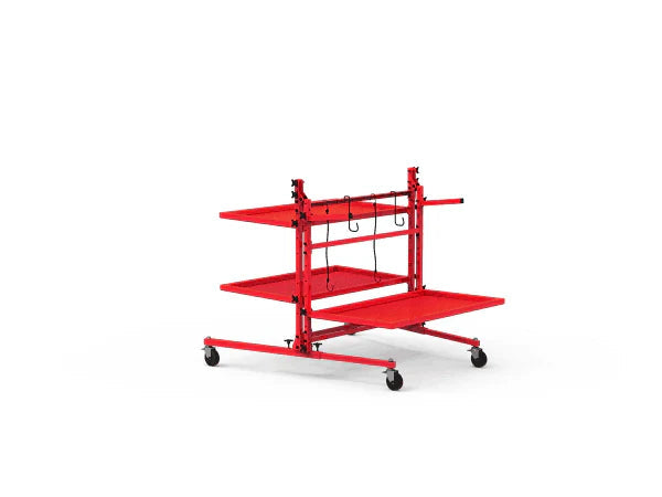 Milton Industries STC35950 Pro Folding Parts Cart in low horizontal configuration with extended shelves