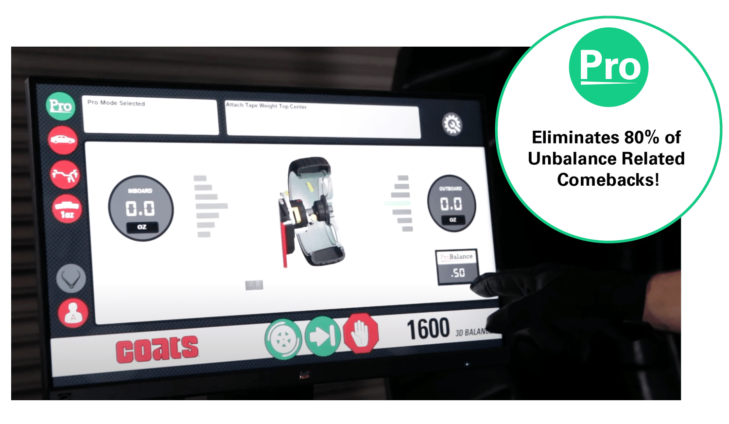Coats (Hennessy Industries) 80016003D COATS 1600 ÉQUILIBREUR DE ROUE À ENTRAÎNEMENT DIRECT 220V 60HZ 1PH 40MM