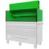 Extreme Tools RX Series Professional Hutch in Green/Black open on roller cabinet showing shelf and pegboard interior