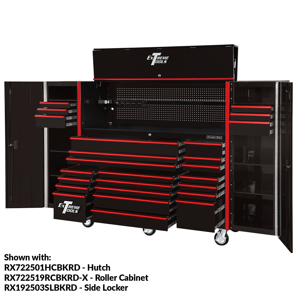 Extreme Tools RX722501HCBKRD 72x25In Professional Hutch, Black/Red
