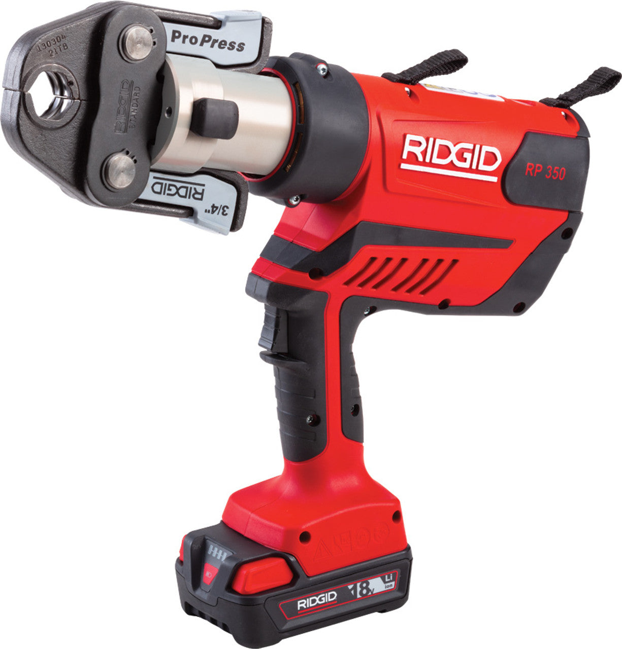 Ridgid 67053 RP 350 Pistol-Grip Press Tool With 18V 2.5Ah Battery, 1/2" - 2" Propress Jaws - MPR Tools & Equipment